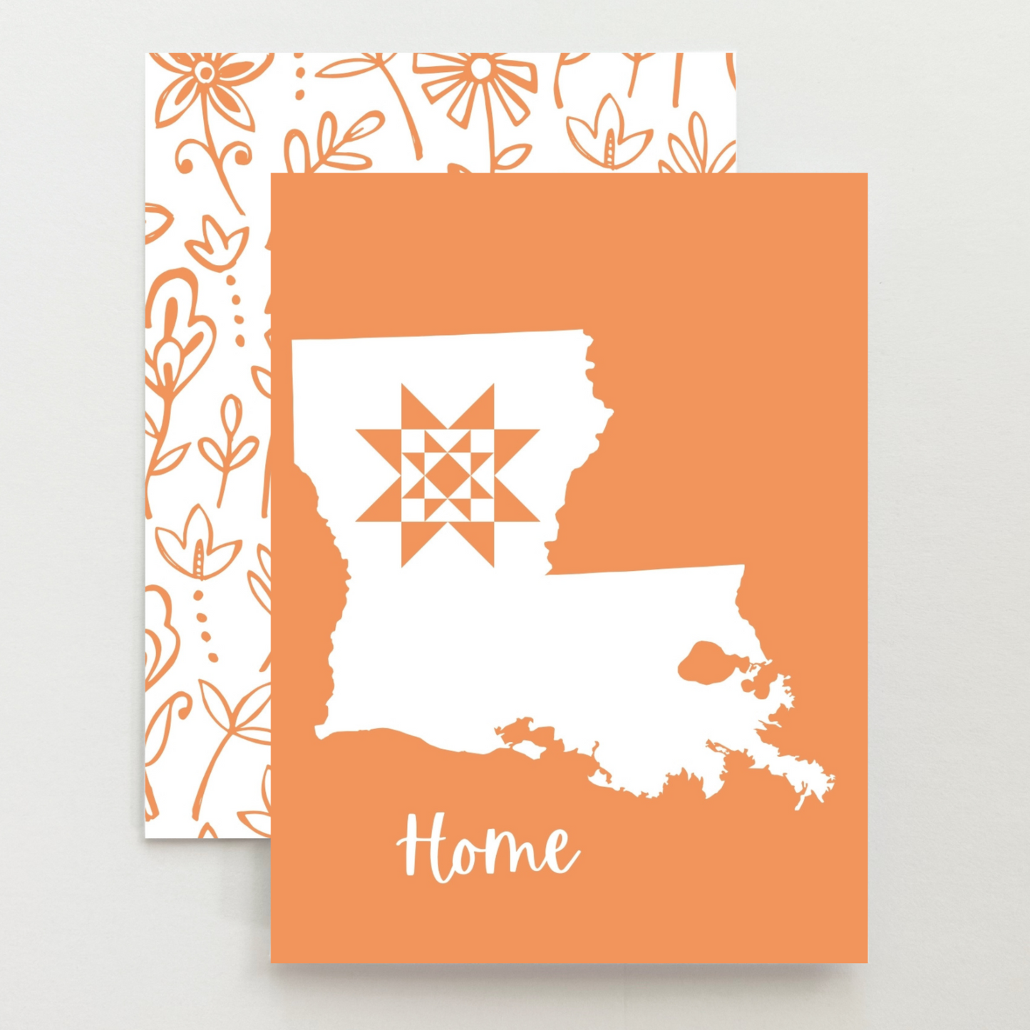 Louisiana Home Quilt Star Gift Set of 6 Blank Cards - Choose Your Color