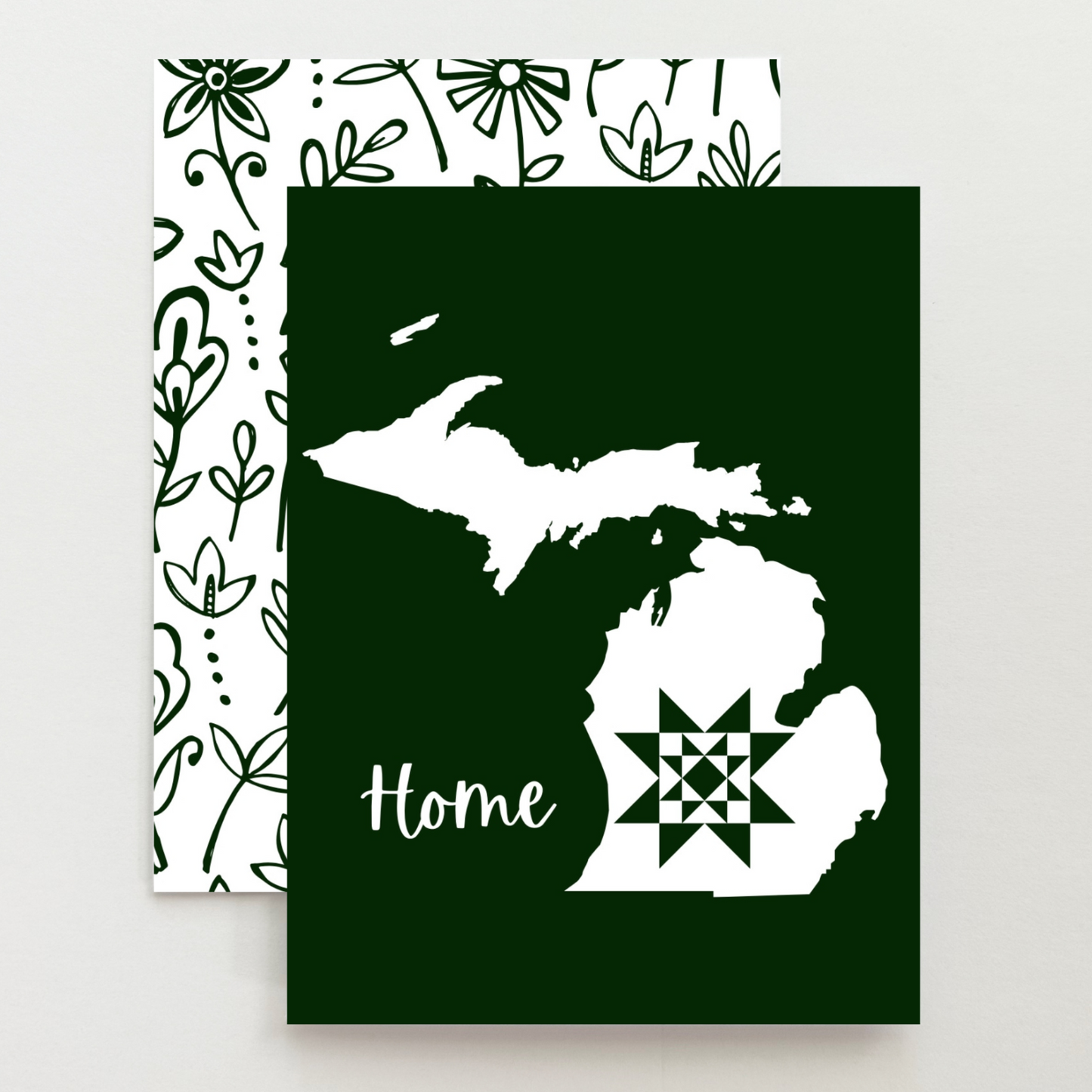 Michigan Home Quilt Star Gift Set of 6 Blank Cards - Choose Your Color