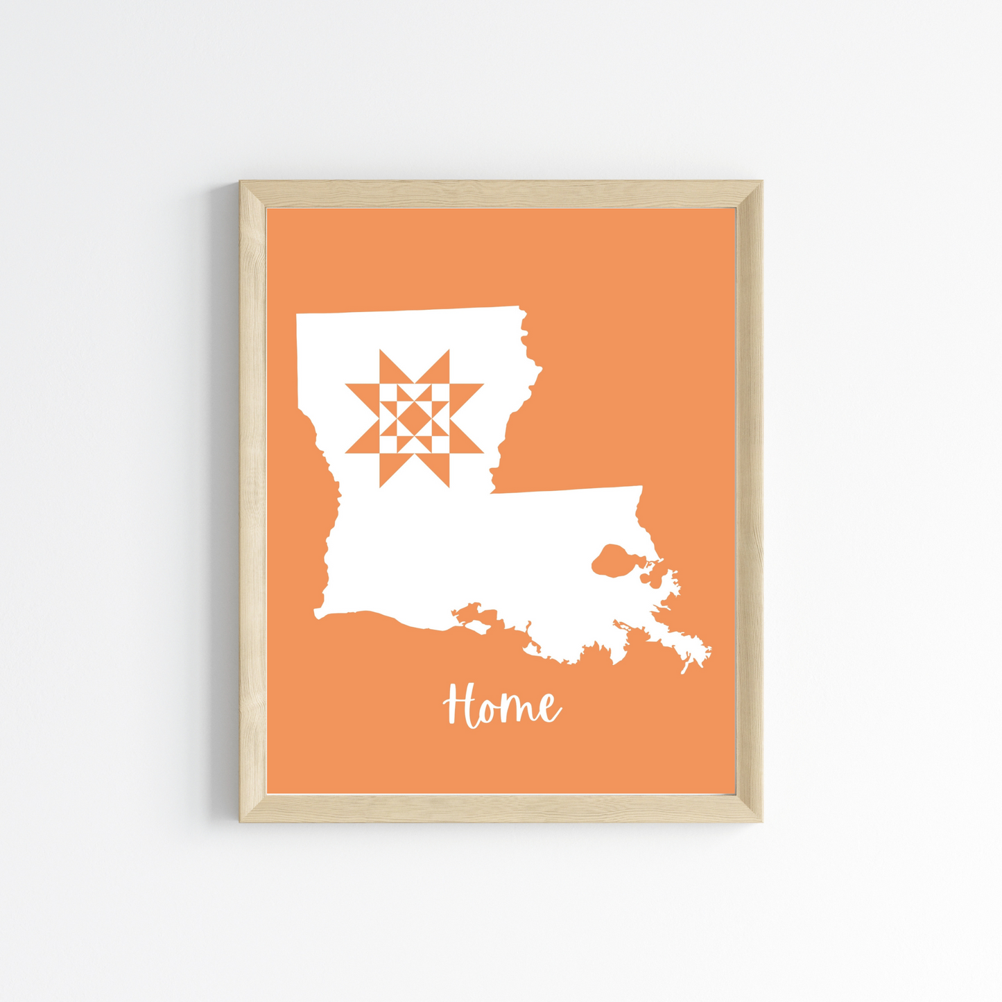 Louisiana Home Quilt Star 8x10 Wall Art Print - Choose Your Color