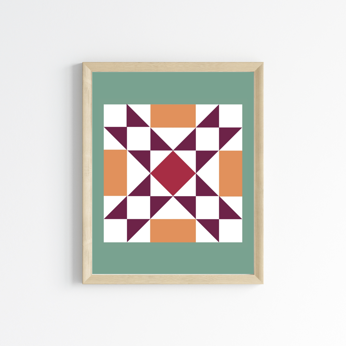 Plum Quilt Block Wall Art Print