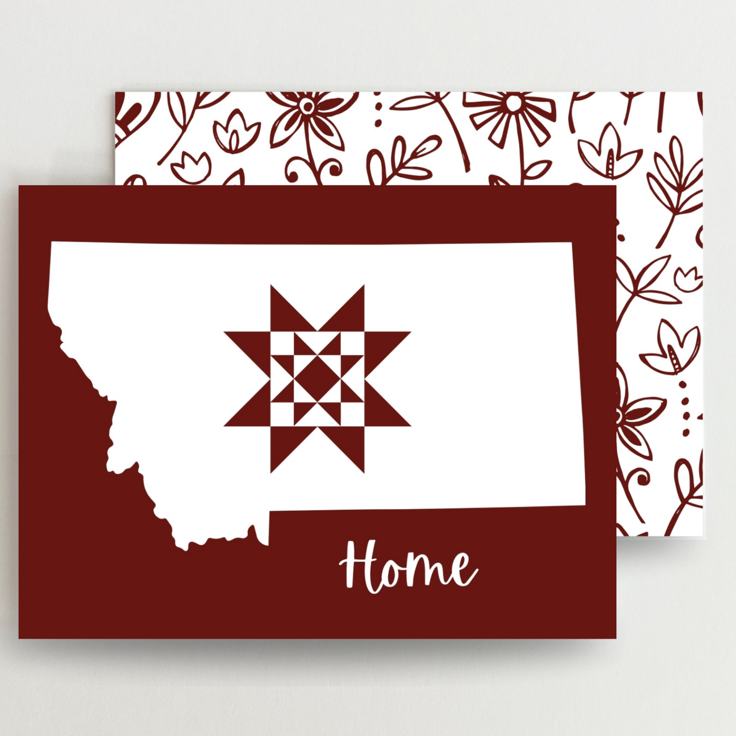 Montana Home Quilt Star Gift Set of 6 Blank Cards - Choose Your Color