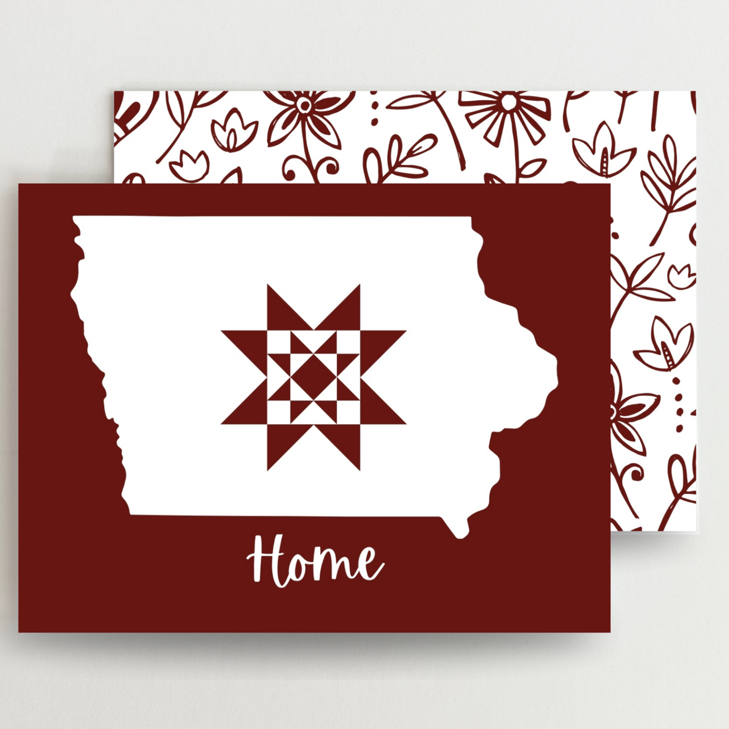 Iowa Home Quilt Star Gift Set of 6 Blank Cards - Choose Your Color