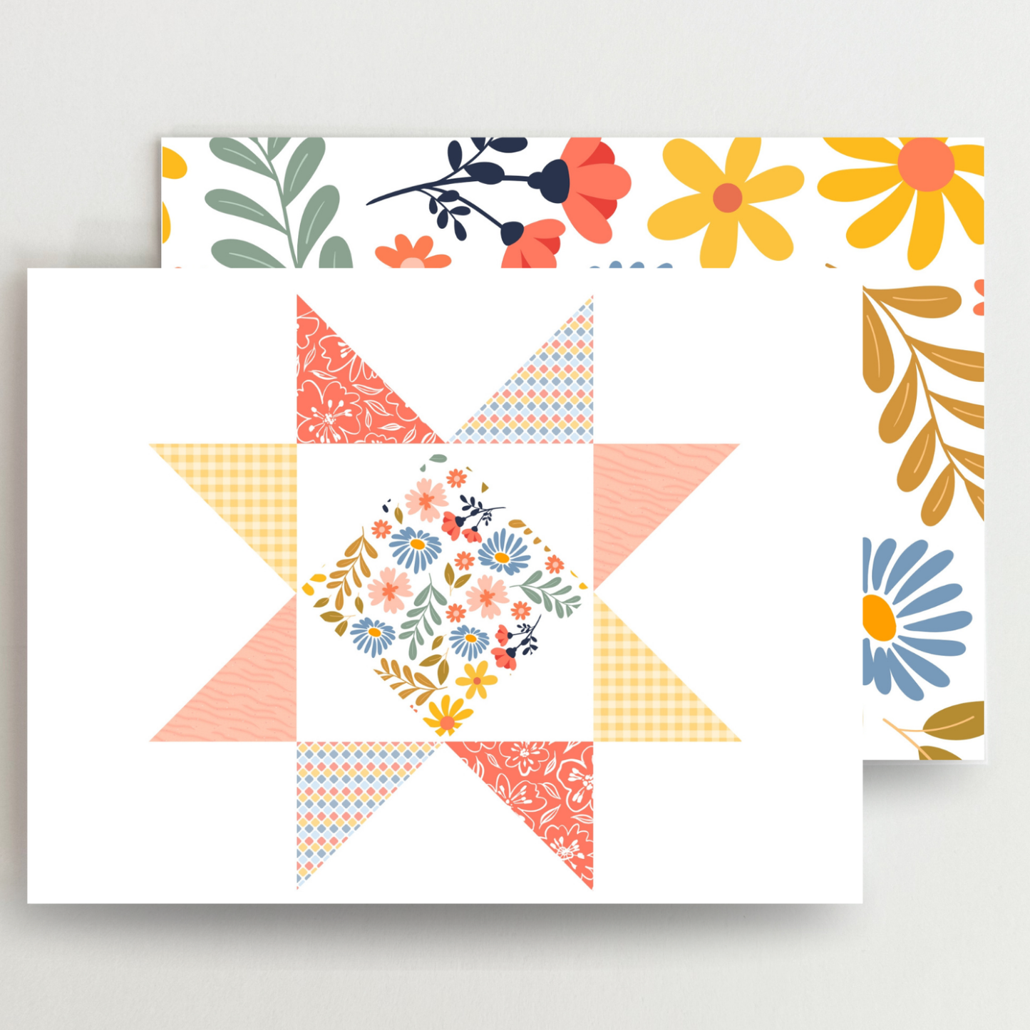 Happy Mail 1 Quilt Star Blank Note Cards Set