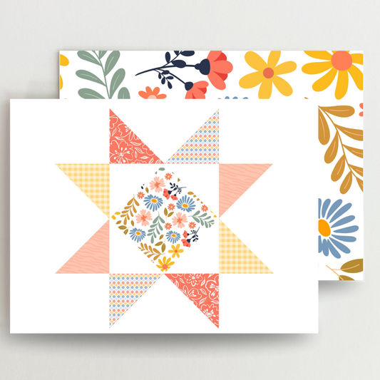 Happy Mail 1 Quilt Star Blank Note Cards Set