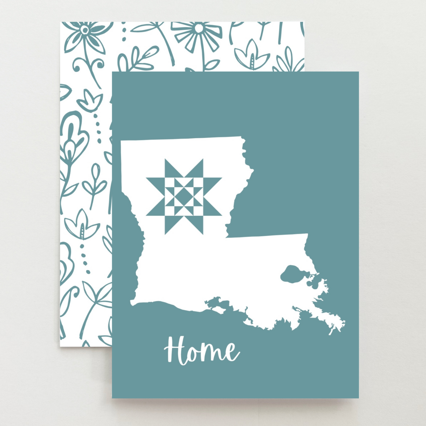 Louisiana Home Quilt Star Gift Set of 6 Blank Cards - Choose Your Color