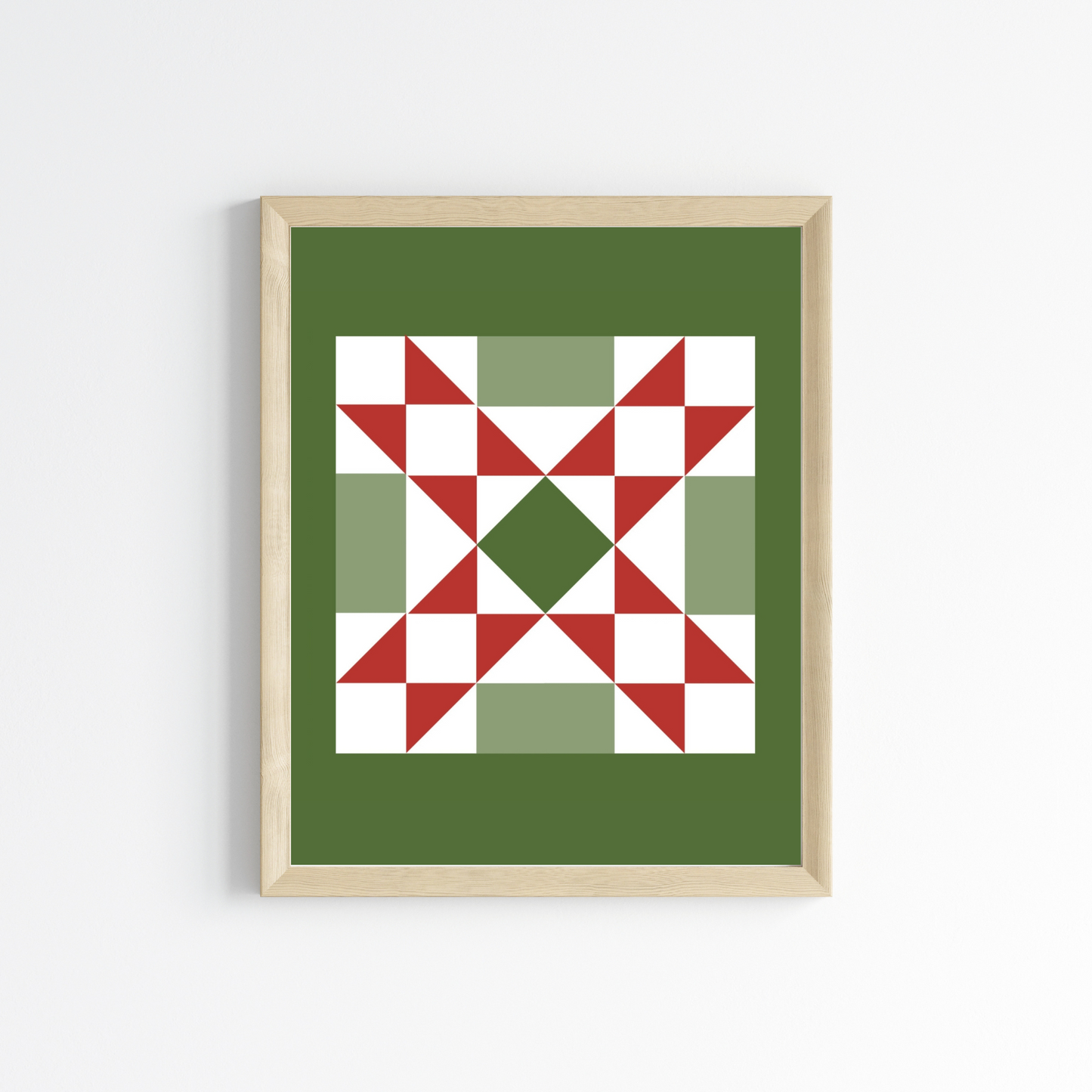 Christmas Quilt Block Wall Art Print