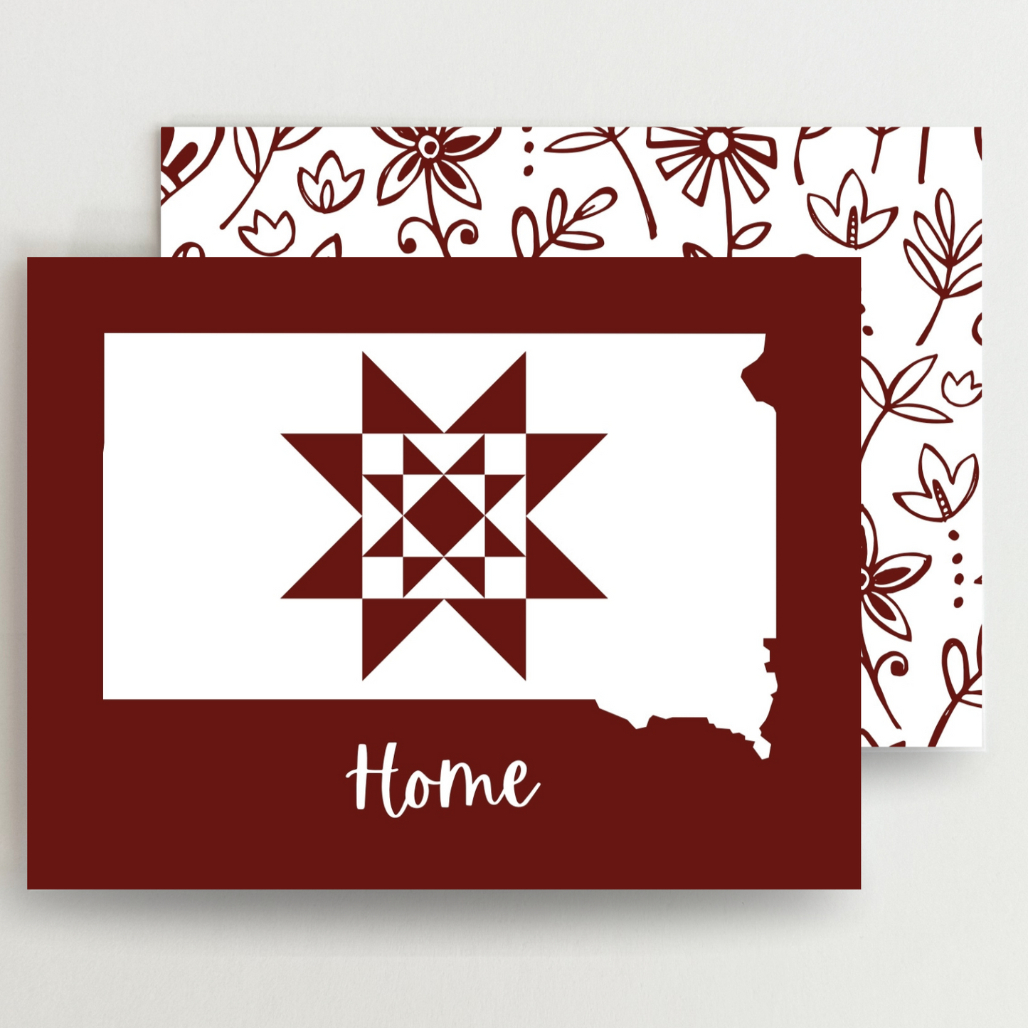 South Dakota Home Quilt Star Gift Set of 6 Blank Cards - Choose Your Color