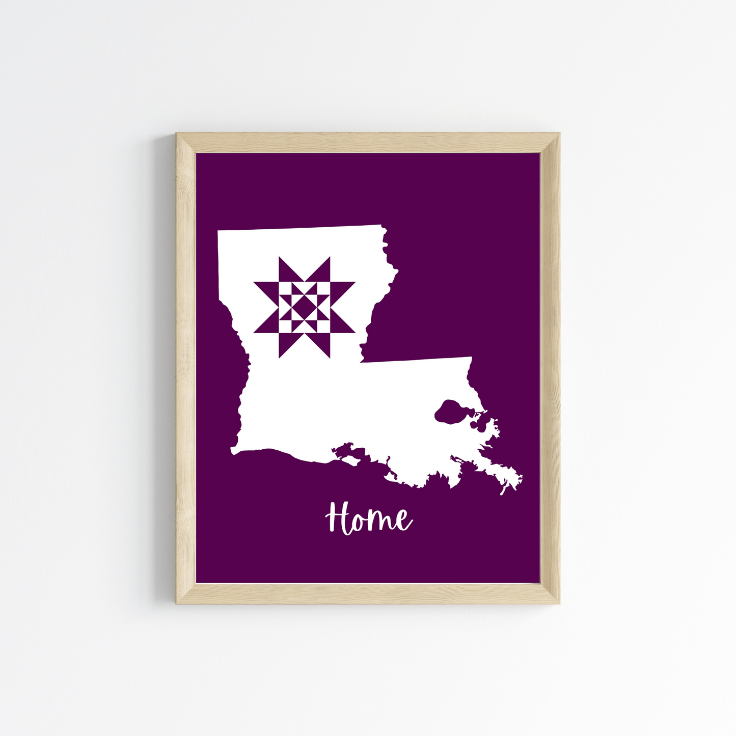 Louisiana Home Quilt Star 8x10 Wall Art Print - Choose Your Color