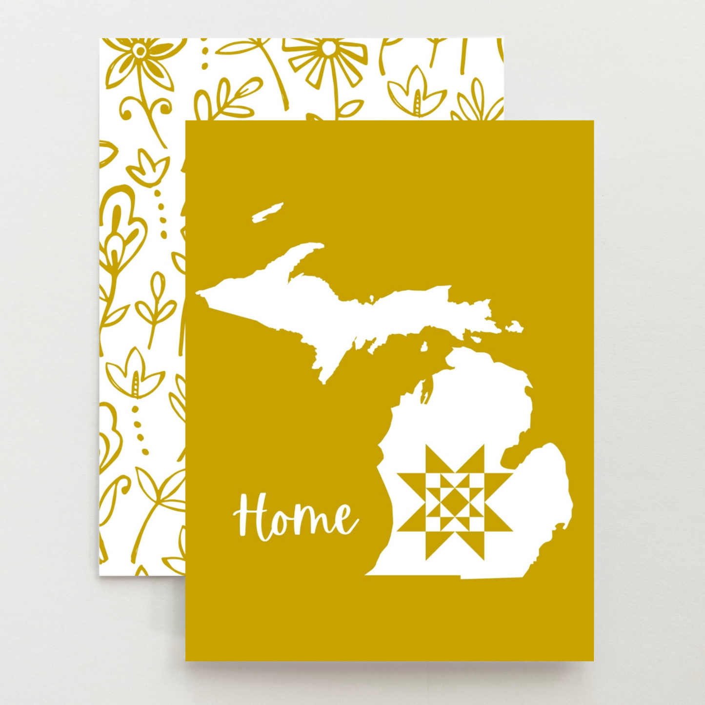 Michigan Home Quilt Star Gift Set of 6 Blank Cards - Choose Your Color