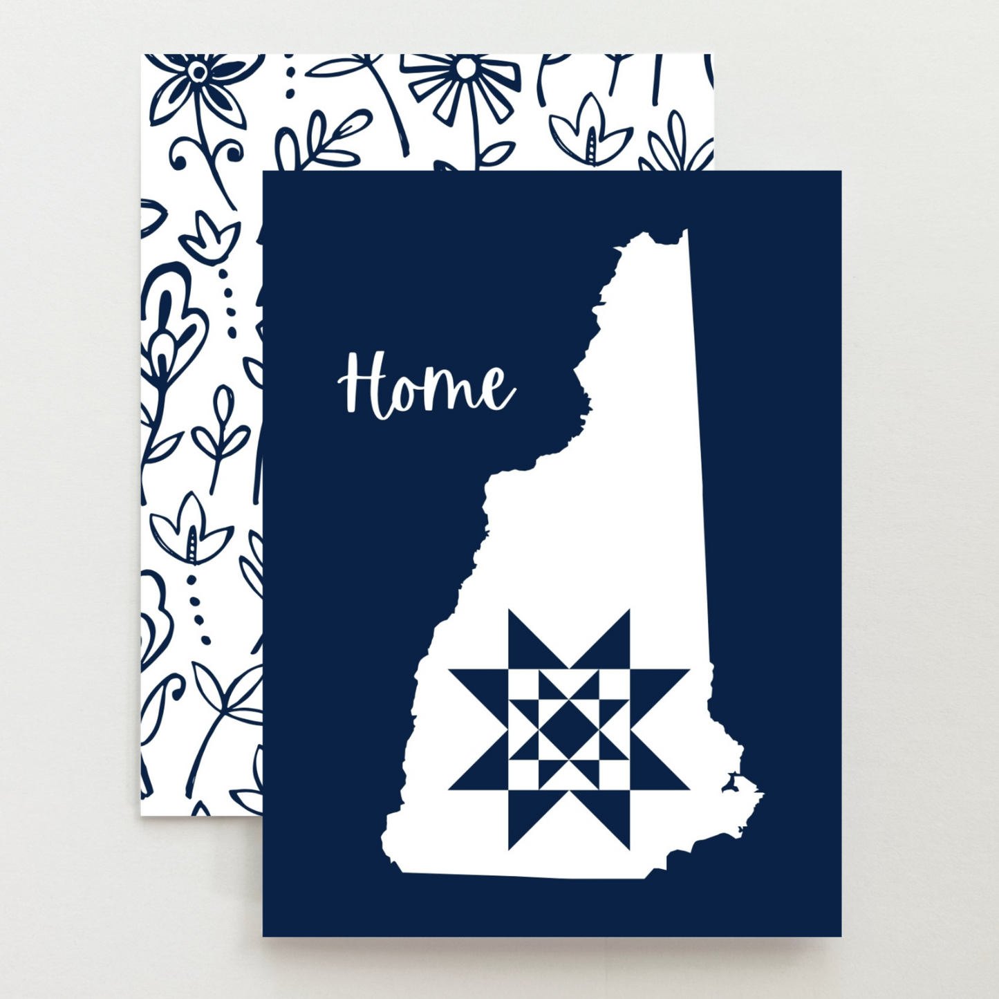 New Hampshire Home Quilt Star Gift Set of 6 Blank Cards - Choose Your Color