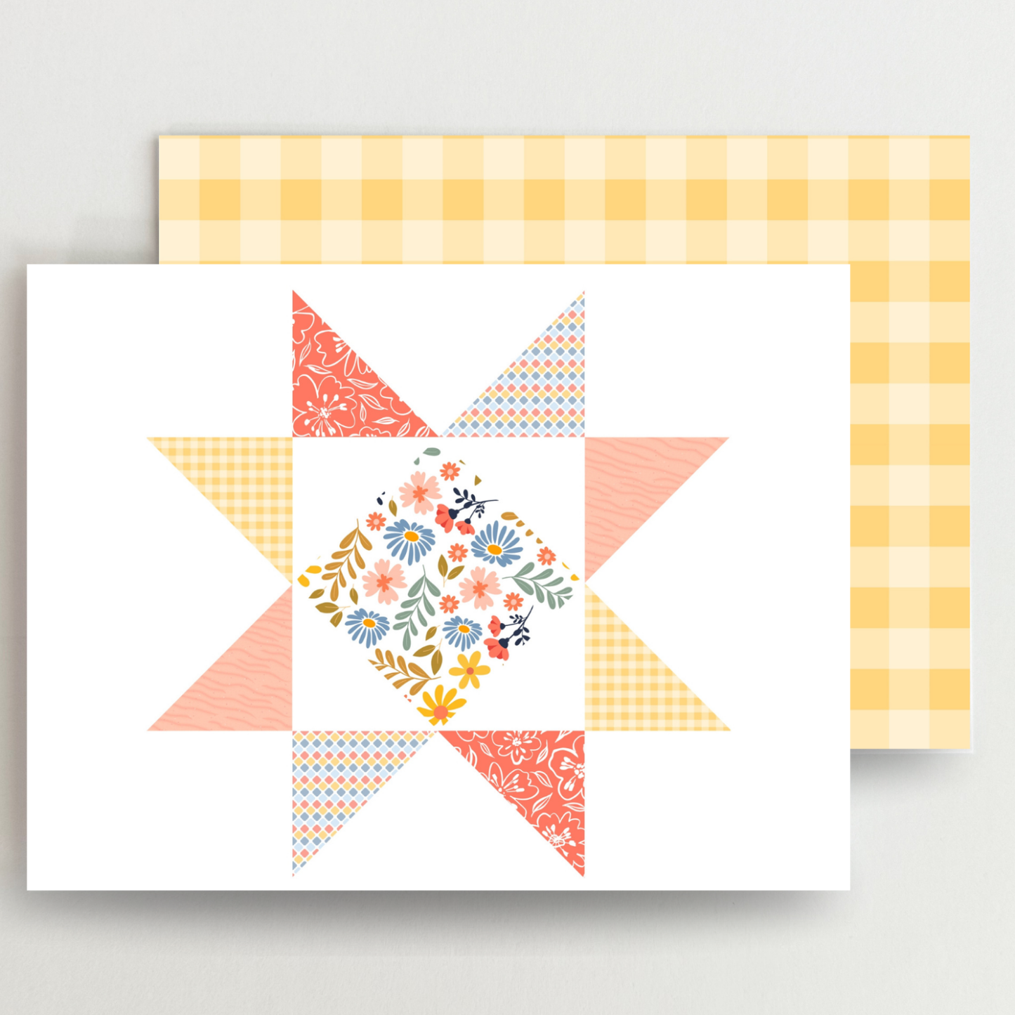 Happy Mail 2 Quilt Star Blank Note Cards Set