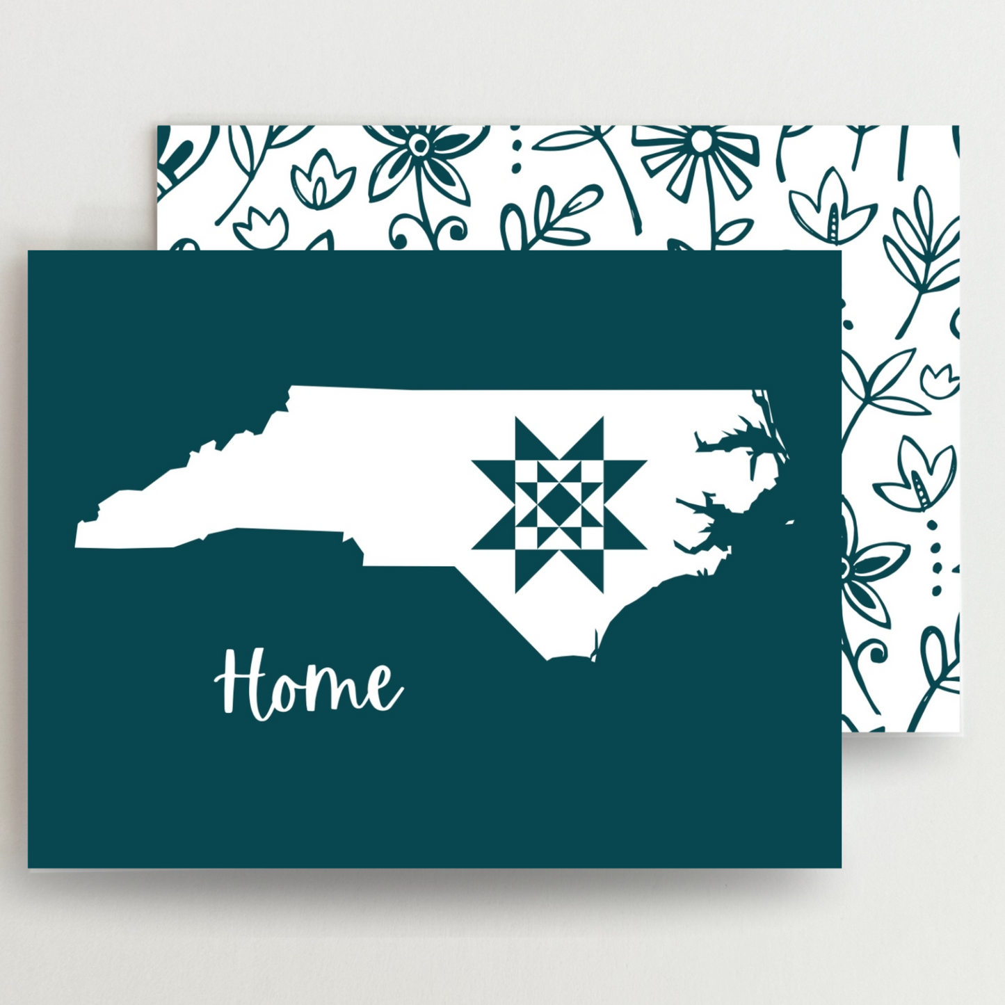 North Carolina Home Quilt Star Gift Set of 6 Blank Cards - Choose Your Color