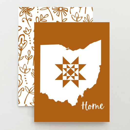 Ohio Home Quilt Star Gift Set of 6 Blank Cards - Choose Your Color