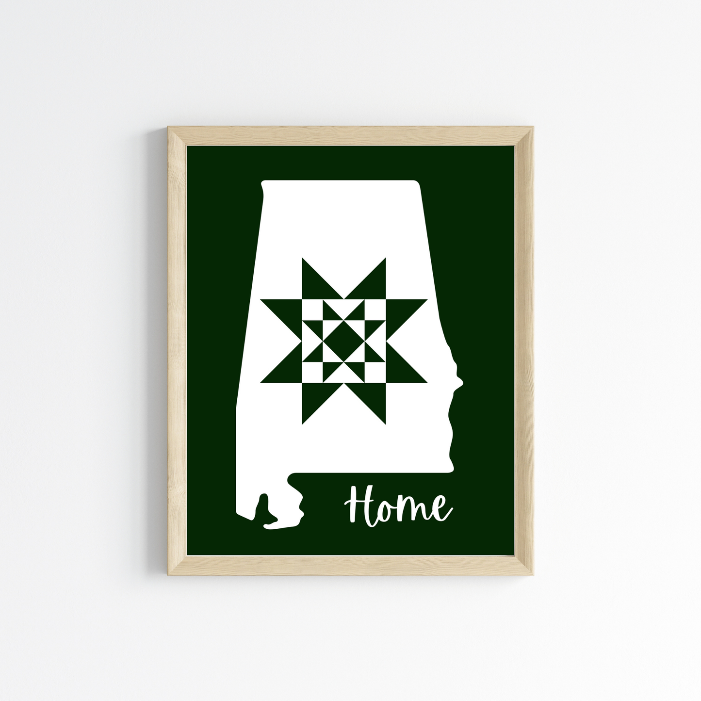 Alabama Home Quilt Star 8x10 Wall Art Print - Choose Your Color