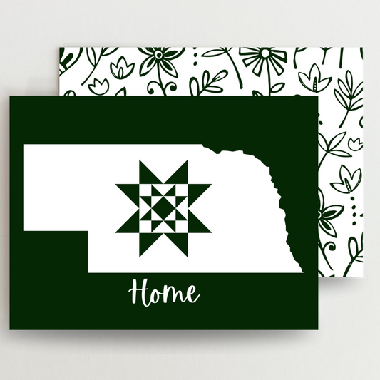 Nebraska Home Quilt Star Gift Set of 6 Blank Cards - Choose Your Color