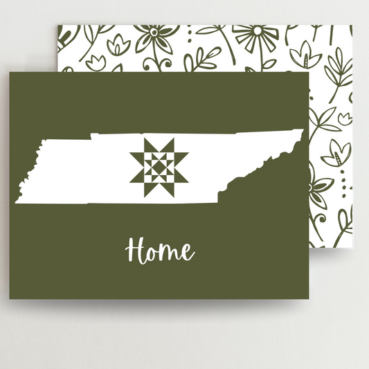 Tennessee Home Quilt Star Gift Set of 6 Blank Cards - Choose Your Color