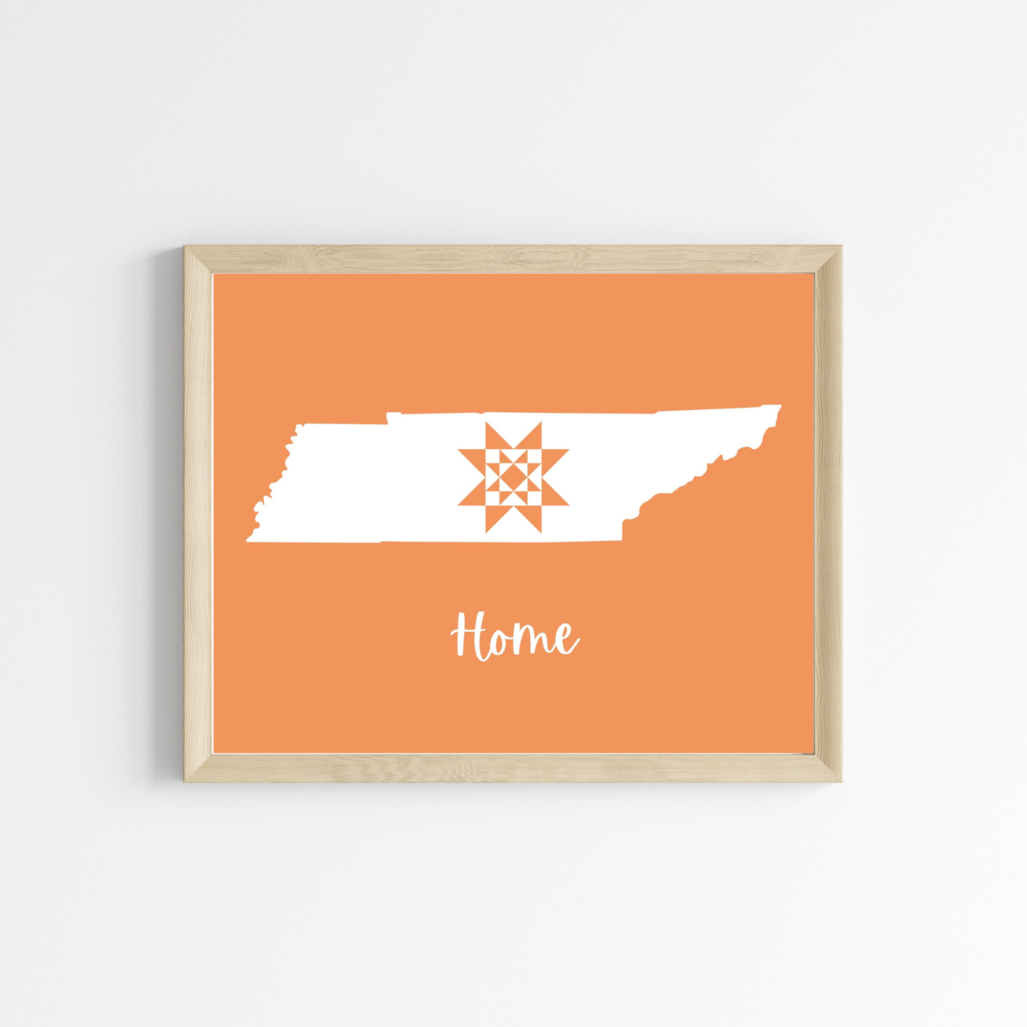 Tennessee Home Quilt Star 8x10 Wall Art Print - Choose Your Color