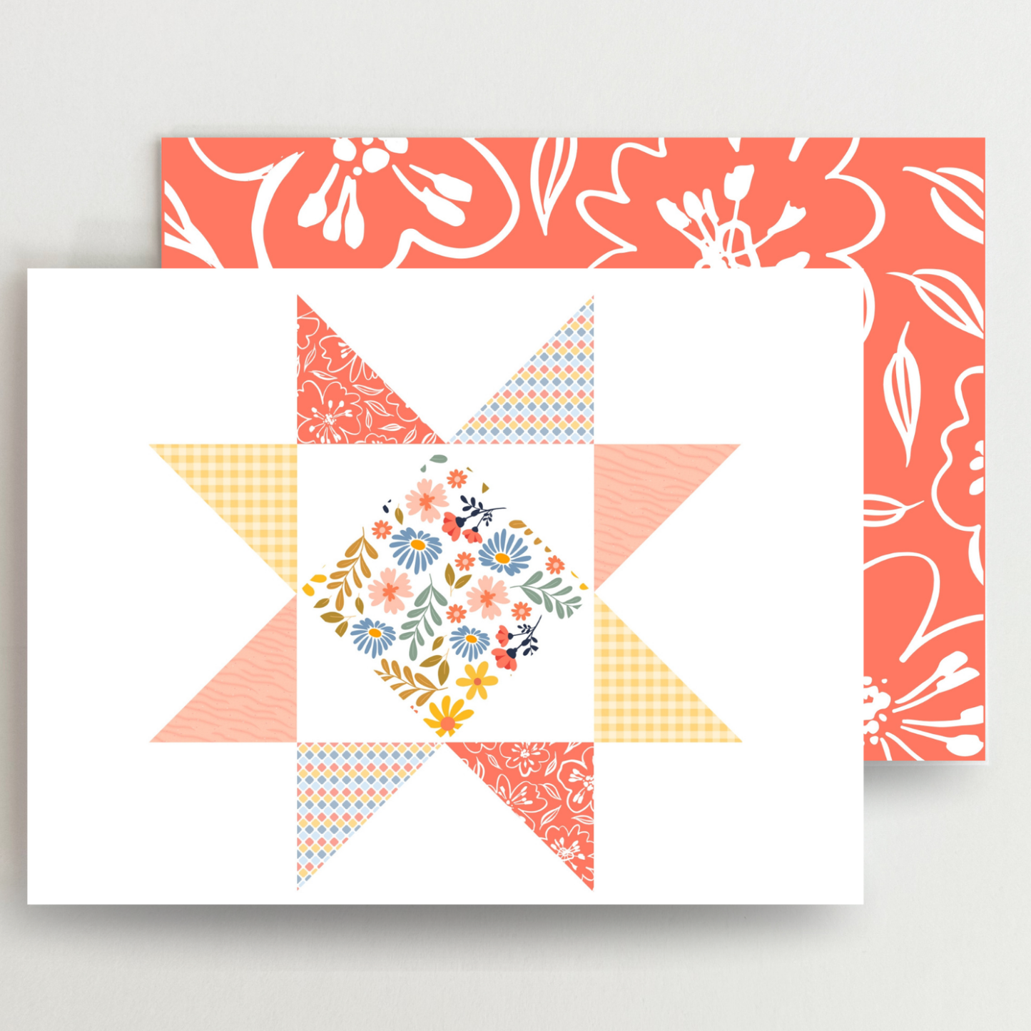 Happy Mail Quilt Star Assorted Blank Note Cards Set