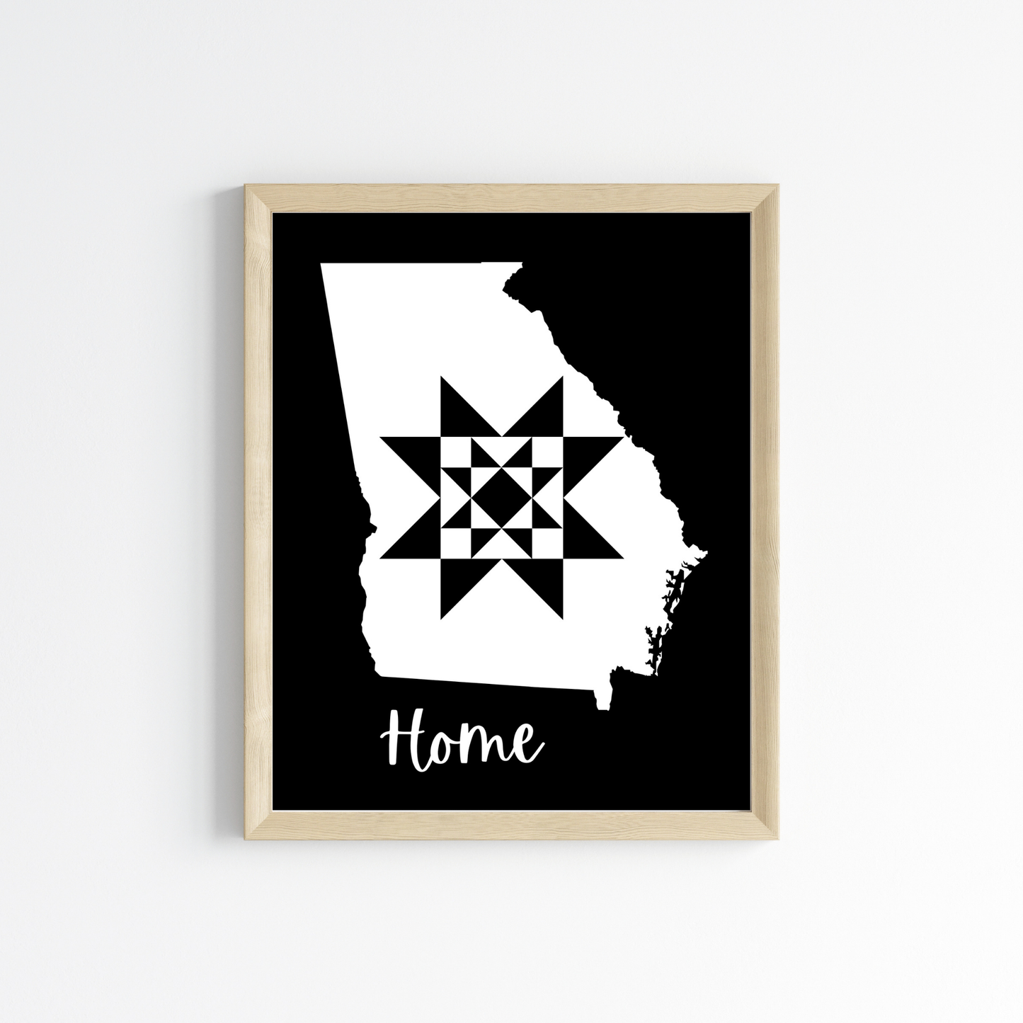 Georgia Home Quilt Star 8x10 Wall Art Print - Choose Your Color