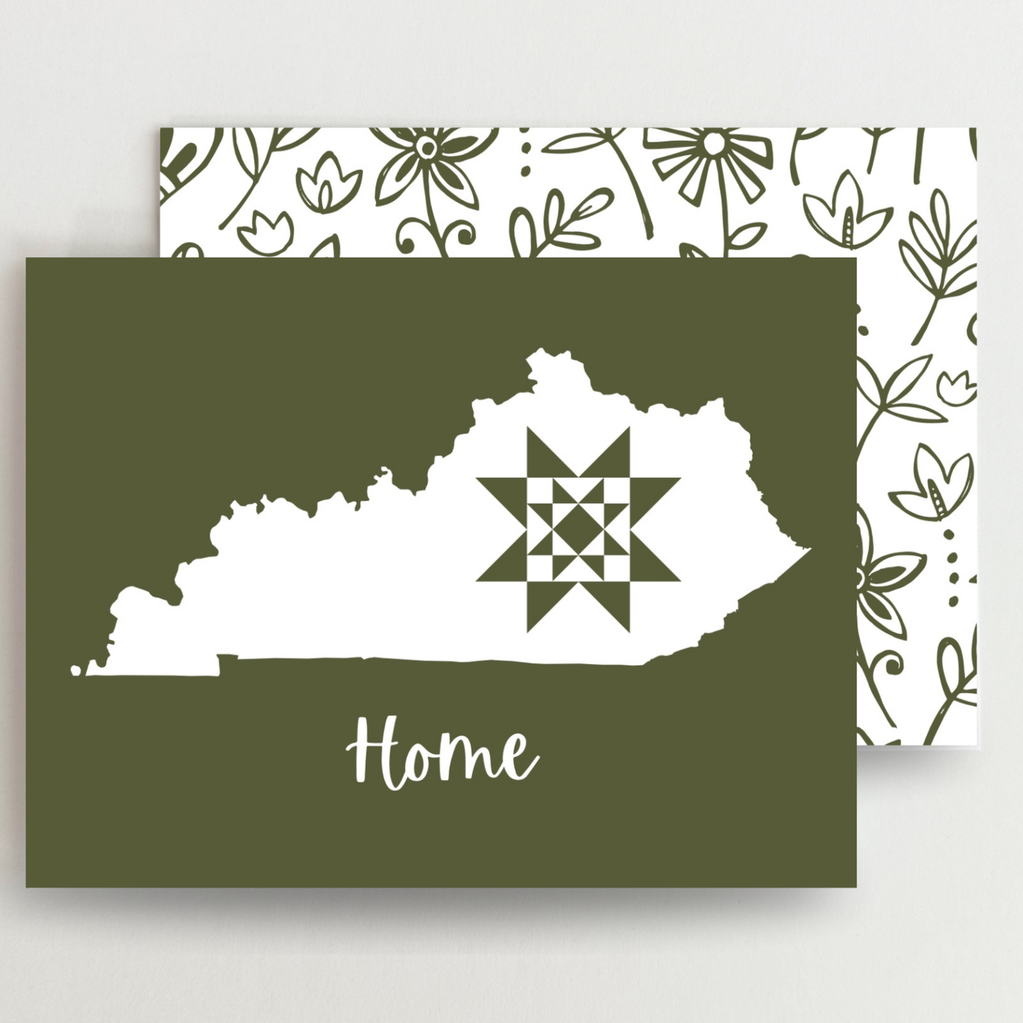 Kentucky Home Quilt Star Gift Set of 6 Blank Cards - Choose Your Color