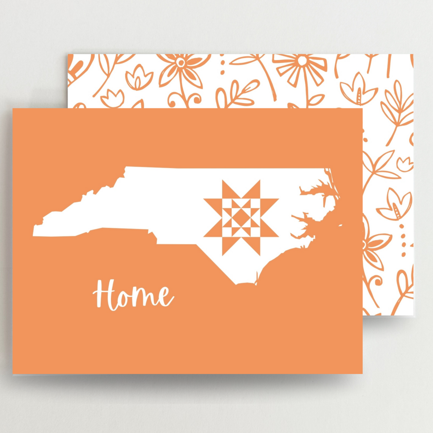 North Carolina Home Quilt Star Gift Set of 6 Blank Cards - Choose Your Color