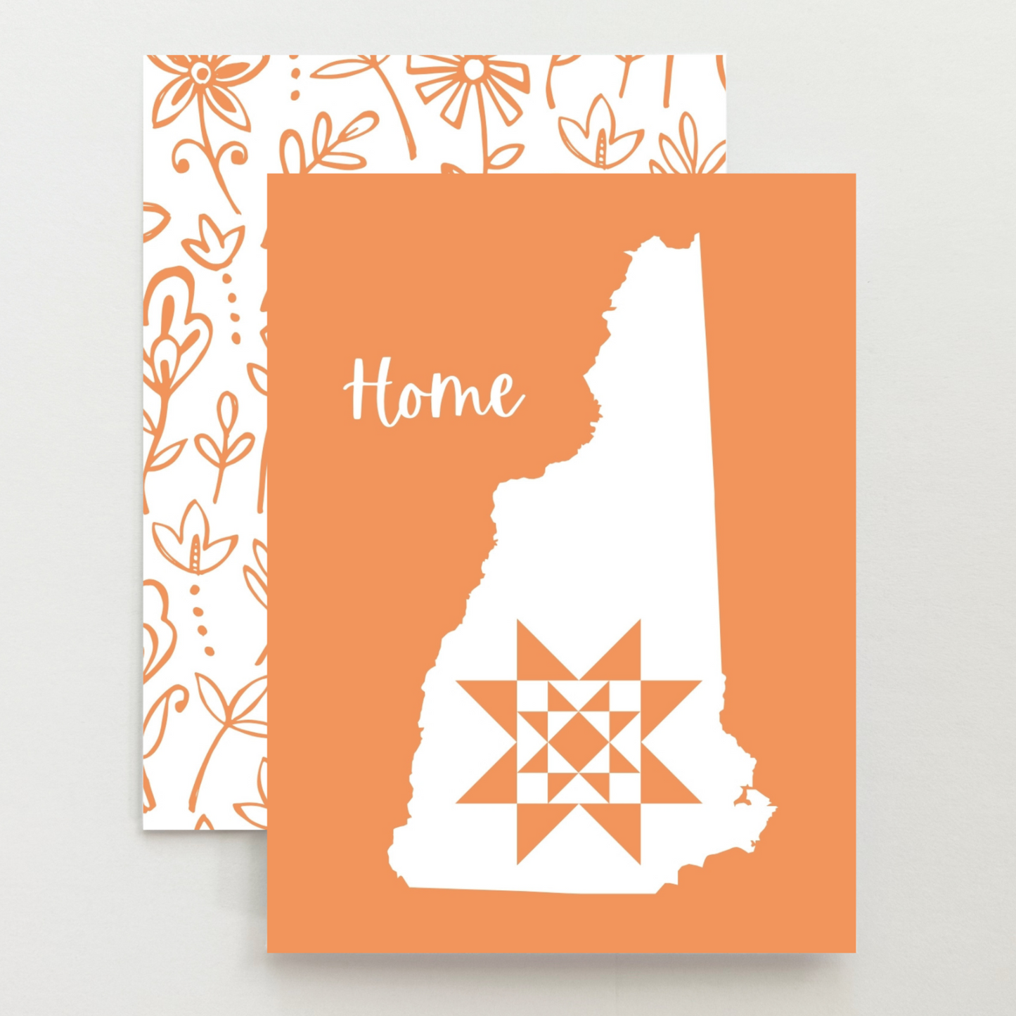 New Hampshire Home Quilt Star Gift Set of 6 Blank Cards - Choose Your Color