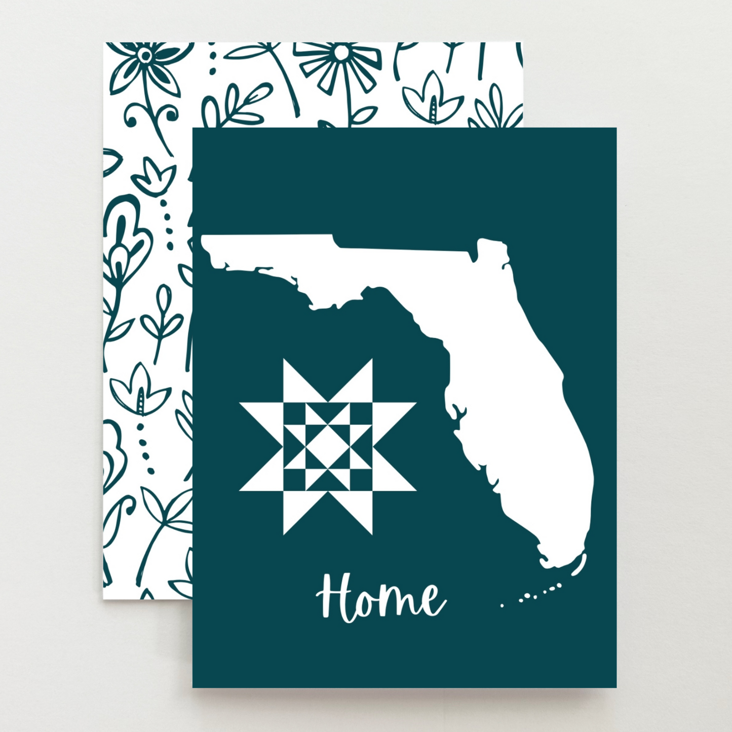 Florida Home Quilt Star Gift Set of 6 Blank Cards - Choose Your Color