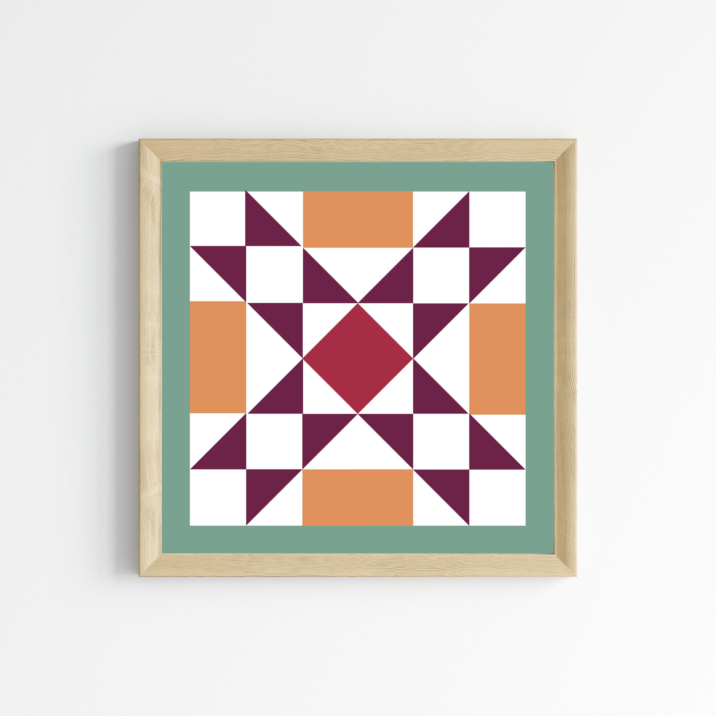 Plum Quilt Block Wall Art Print