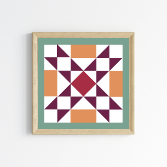 Plum Quilt Block Wall Art Print