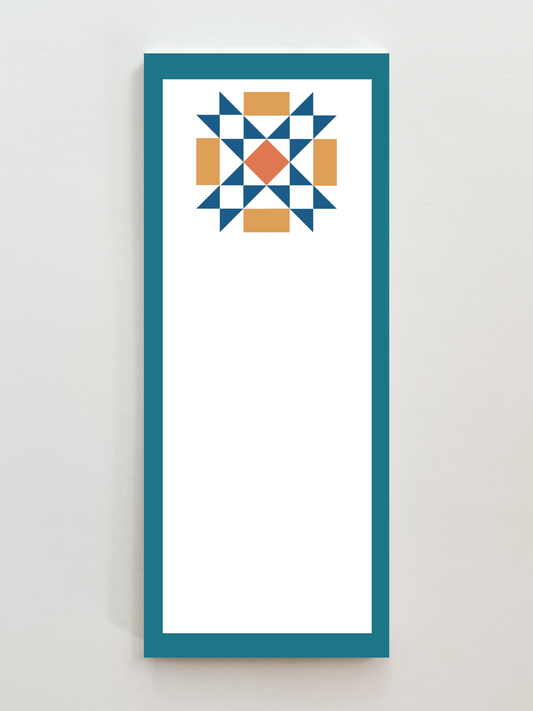 Orange and Blue Quilt Block Refrigerator Notepad