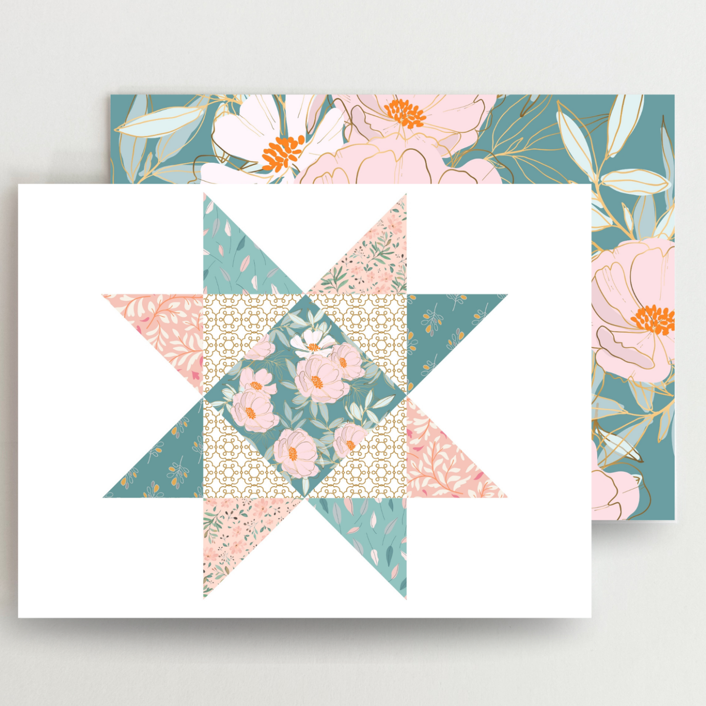 Graceful Garden 1 Quilt Star Blank Note Cards Set