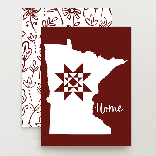 Minnesota Home Quilt Star Gift Set of 6 Blank Cards - Choose Your Color