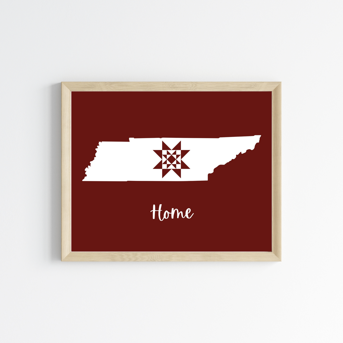 Tennessee Home Quilt Star 8x10 Wall Art Print - Choose Your Color