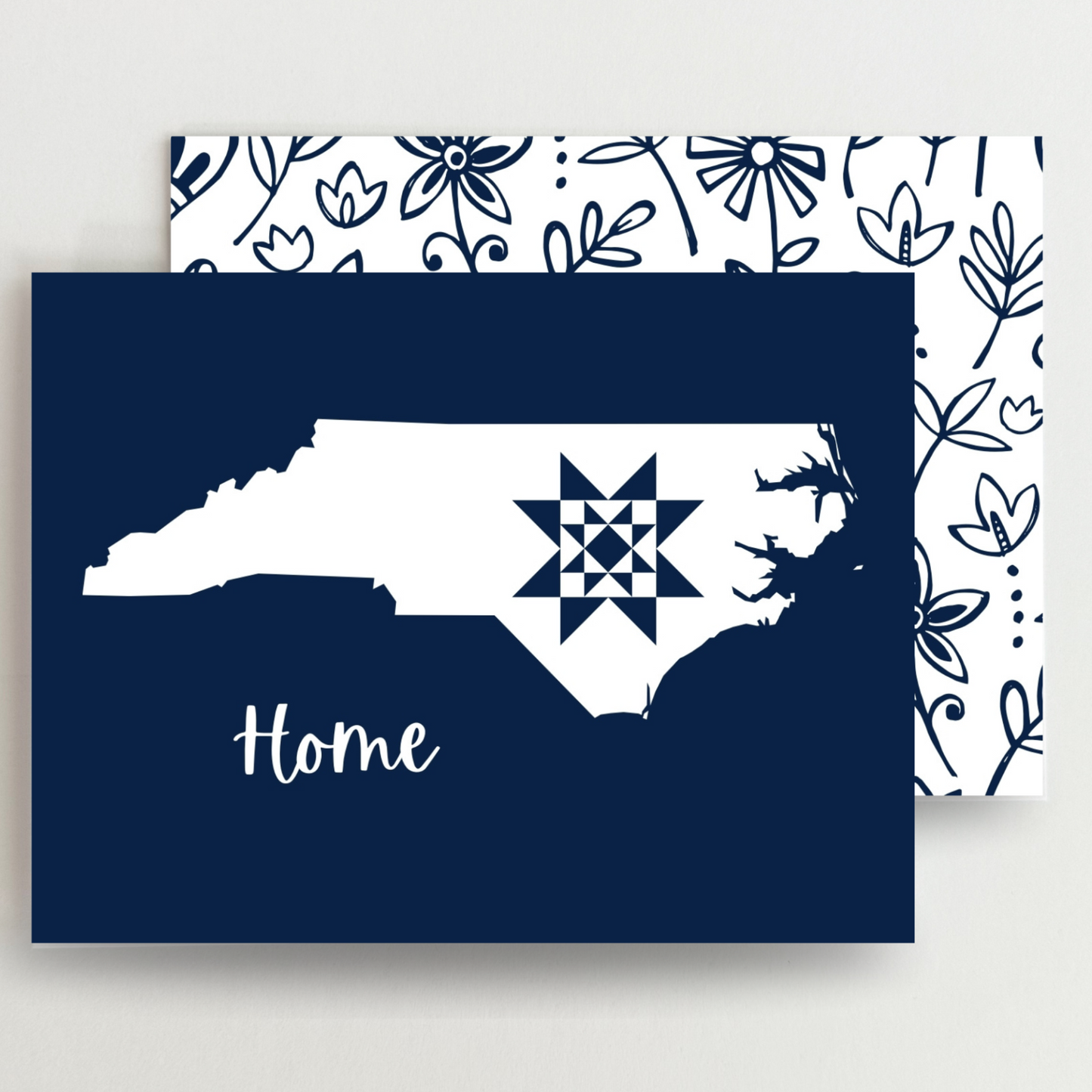 North Carolina Home Quilt Star Gift Set of 6 Blank Cards - Choose Your Color