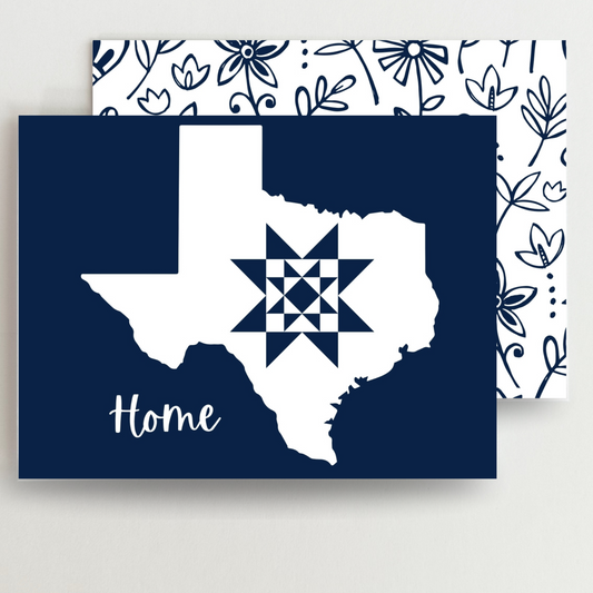 Texas Home Quilt Star Gift Set of 6 Blank Cards - Choose Your Color