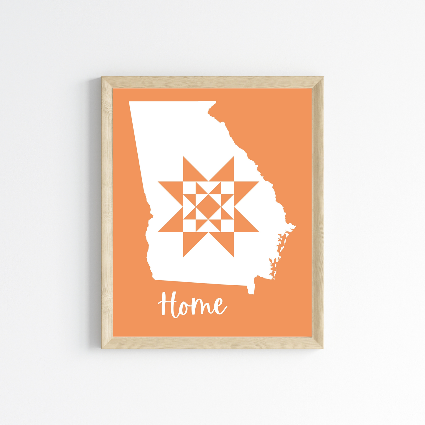 Georgia Home Quilt Star 8x10 Wall Art Print - Choose Your Color