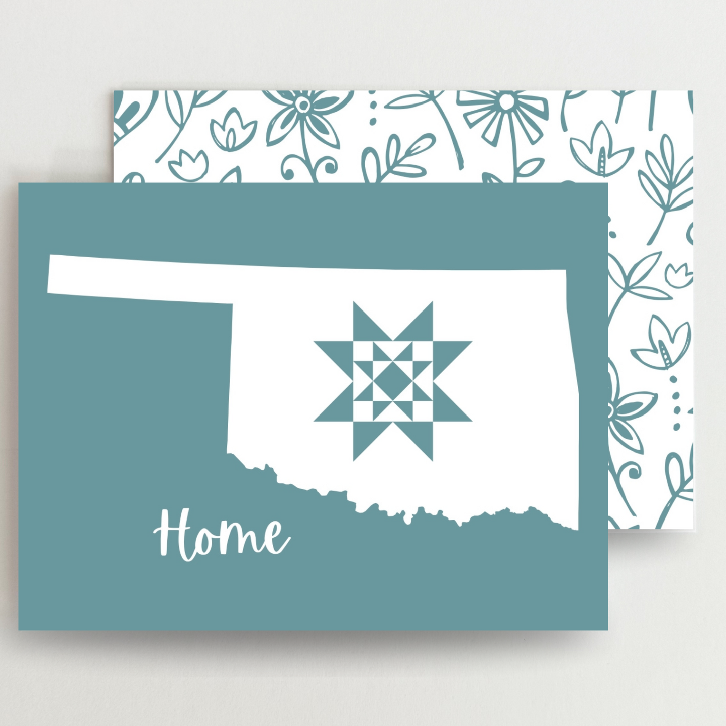 Oklahoma Home Quilt Star Gift Set of 6 Blank Cards - Choose Your Color