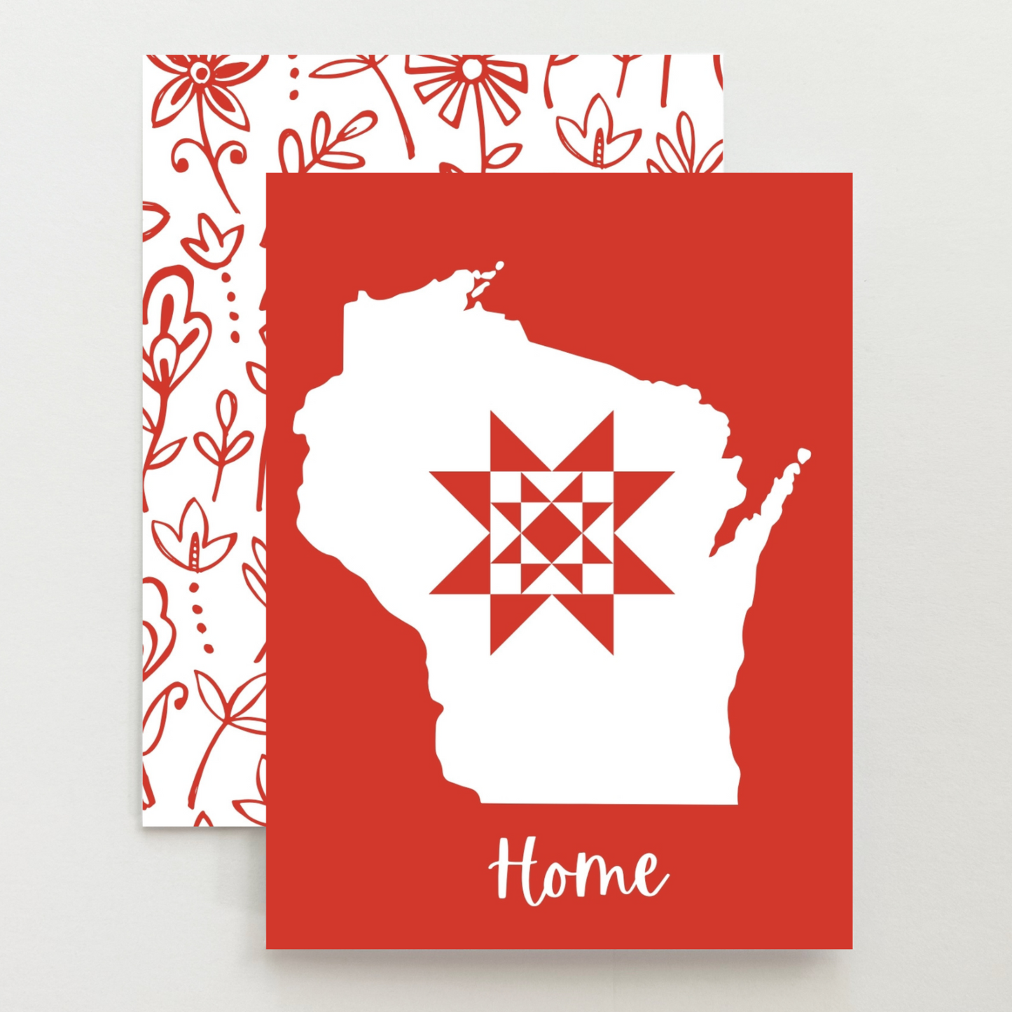 Wisconsin Home Quilt Star Gift Set of 6 Blank Cards - Choose Your Color