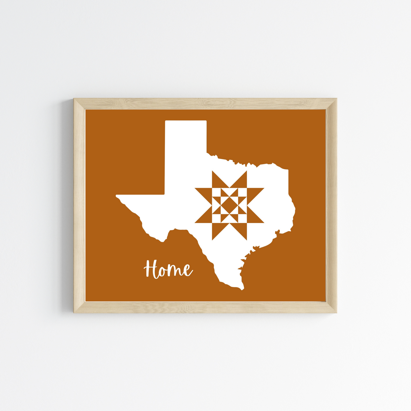 Texas Home Quilt Star 8x10 Wall Art Print - Choose Your Color