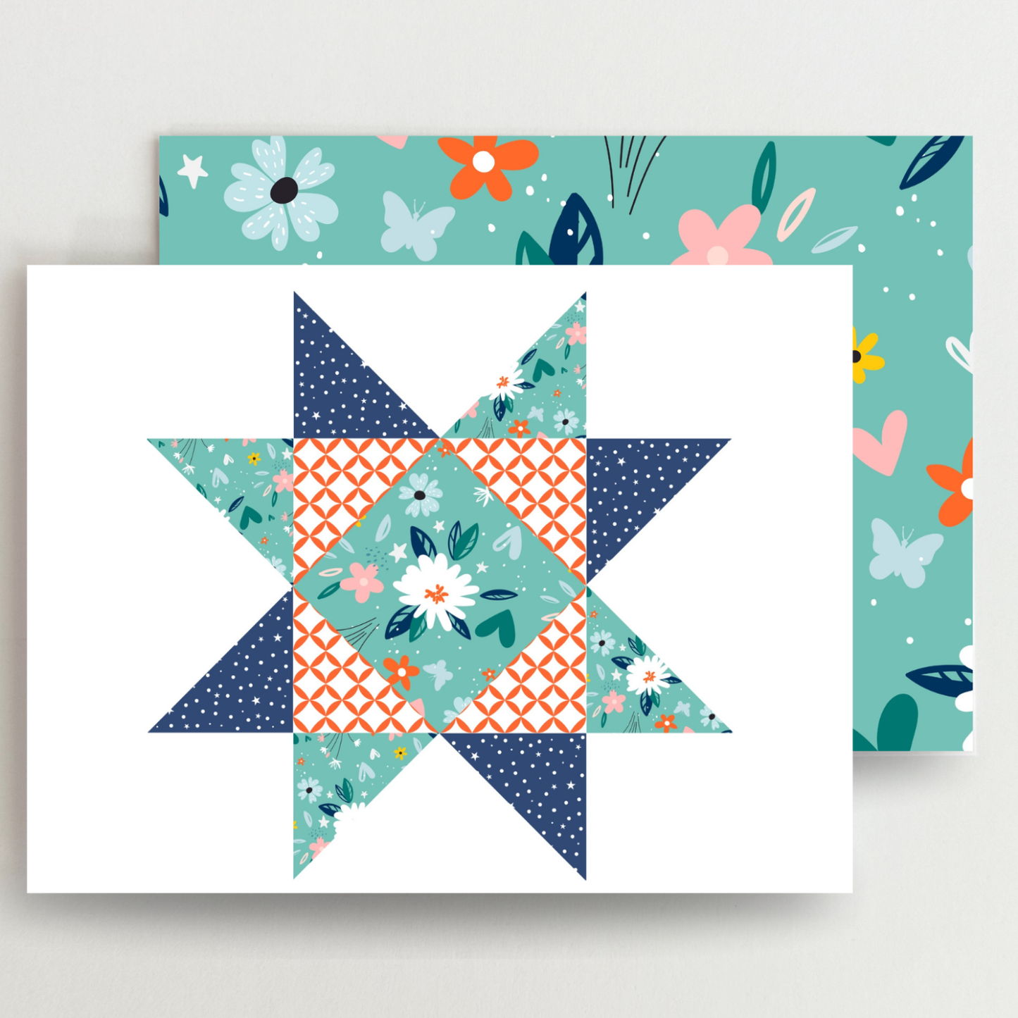 Daisy Stars Quilt Star Assorted Blank Note Cards Set