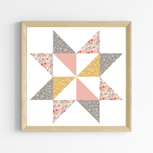 Simply Sweet Patchwork Quilt Star Wall Art Print