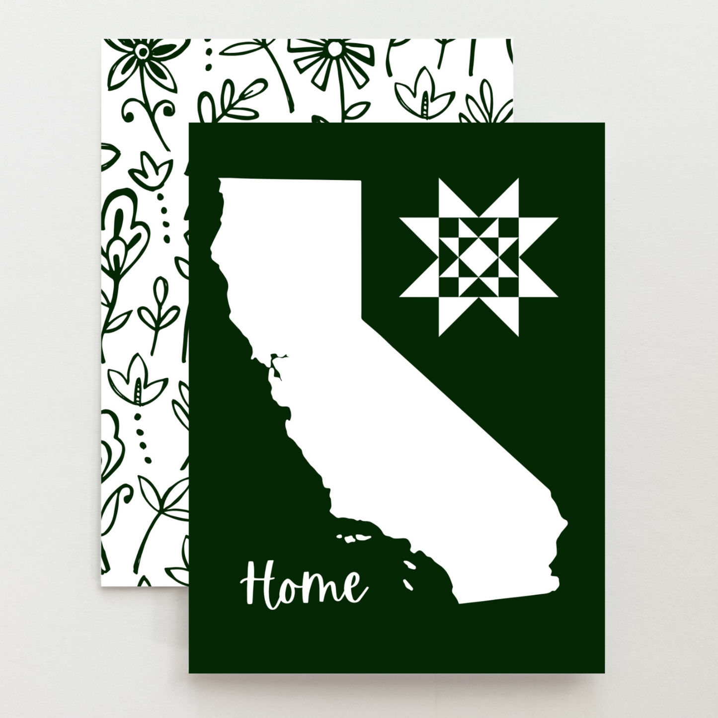 California Home Quilt Star Gift Set of 6 Blank Cards - Choose Your Color