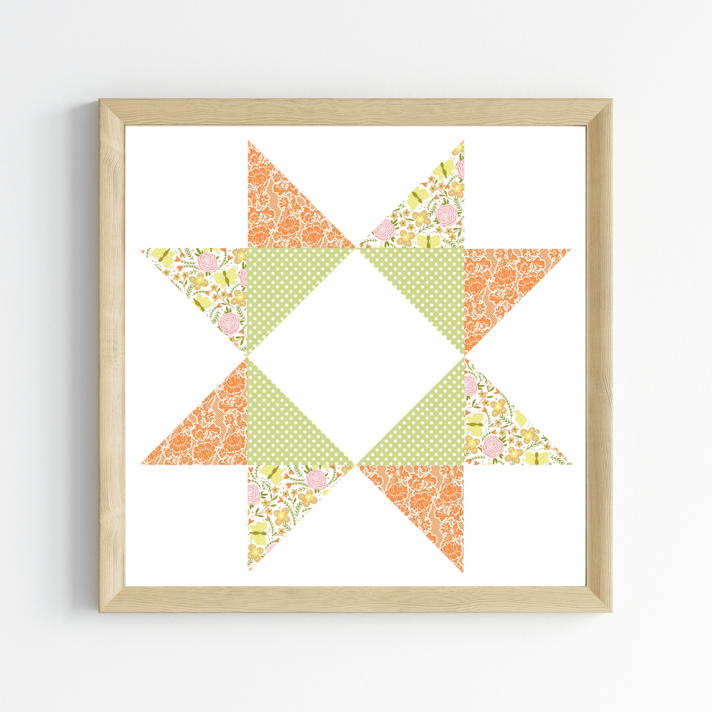 Bright & Cheery Patchwork Quilt Star Wall Art Print