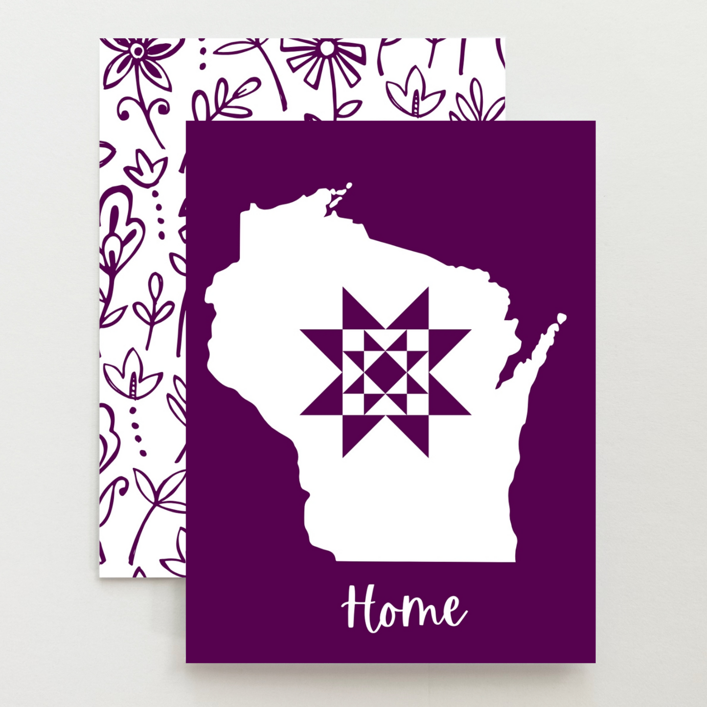 Wisconsin Home Quilt Star Gift Set of 6 Blank Cards - Choose Your Color