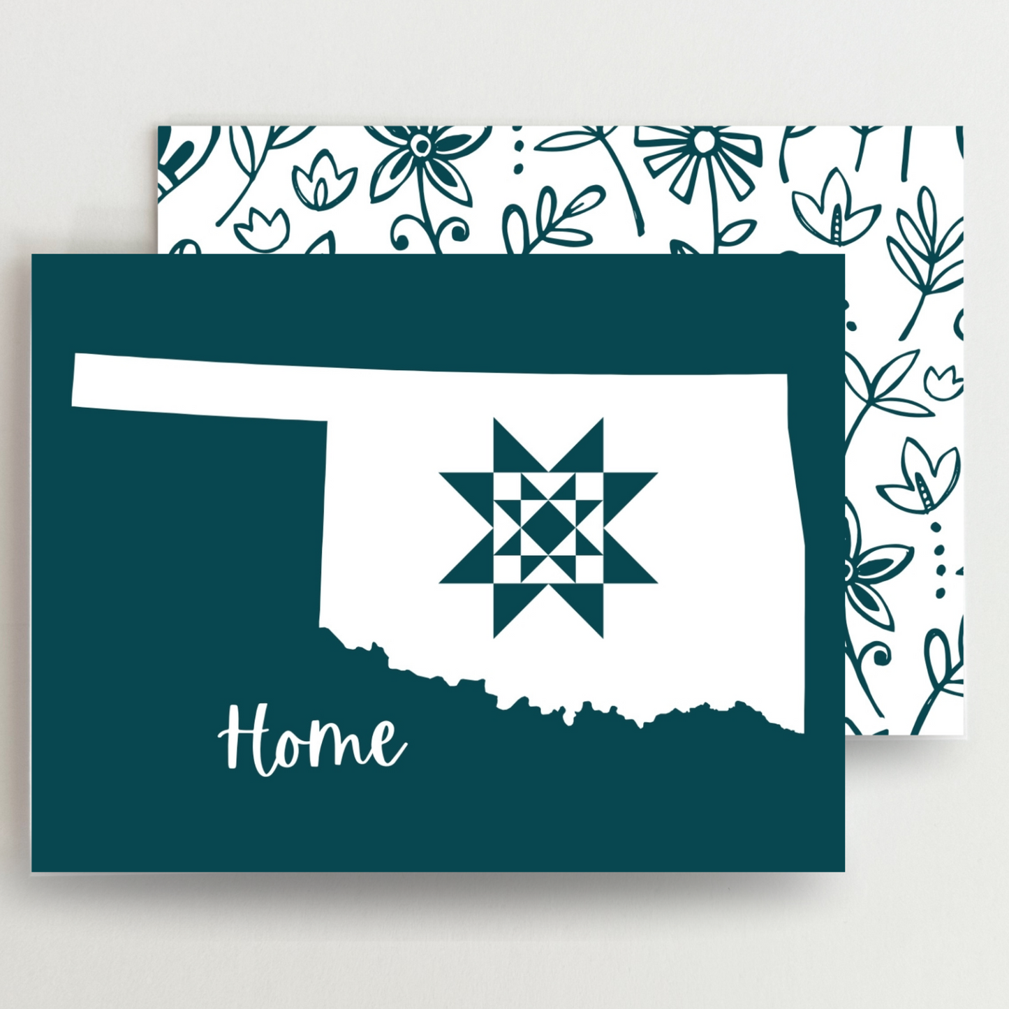 Oklahoma Home Quilt Star Gift Set of 6 Blank Cards - Choose Your Color