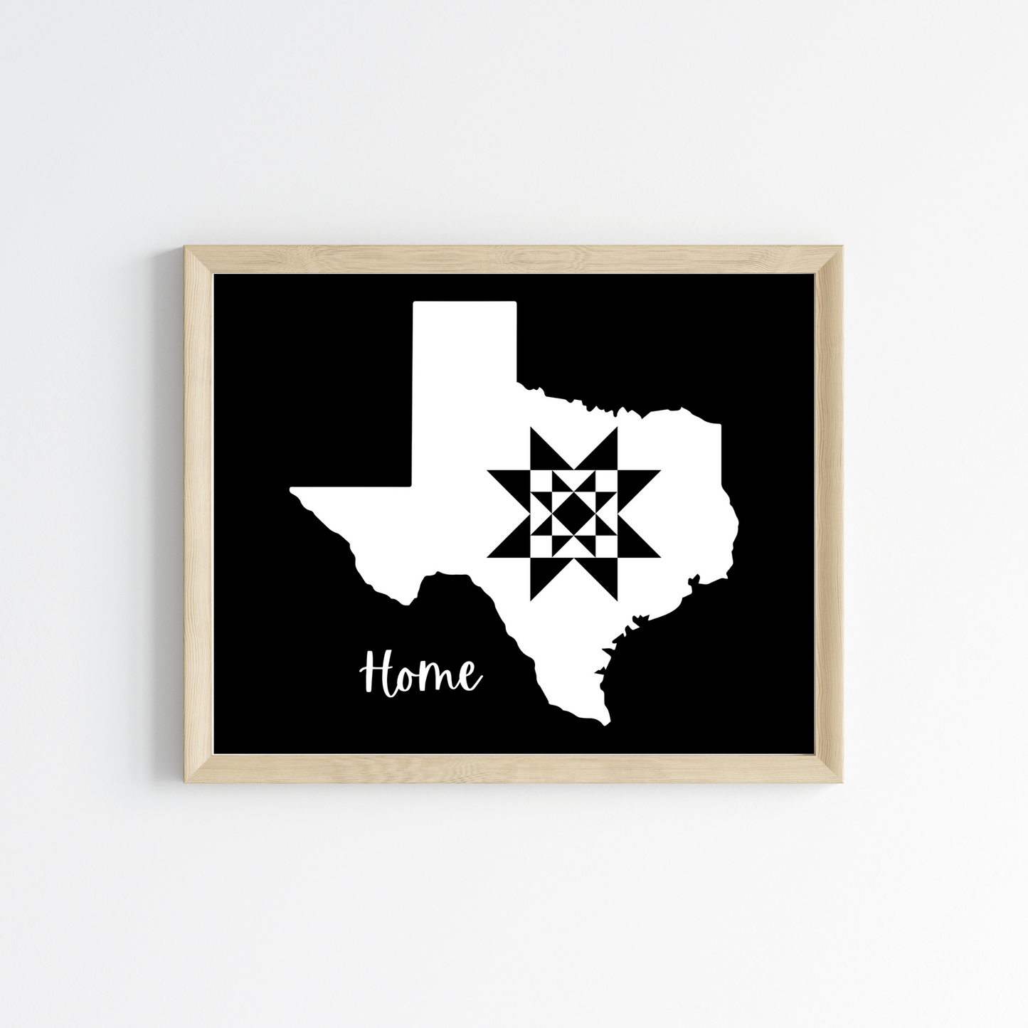 Texas Home Quilt Star 8x10 Wall Art Print - Choose Your Color