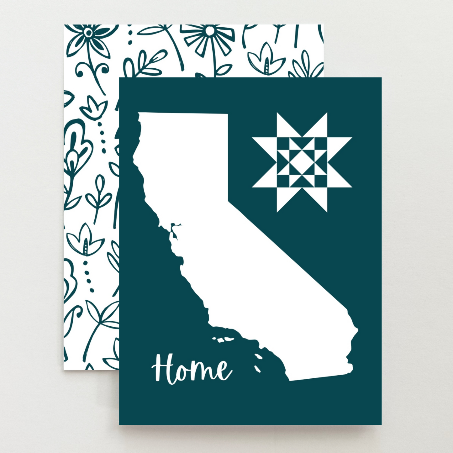 California Home Quilt Star Gift Set of 6 Blank Cards - Choose Your Color