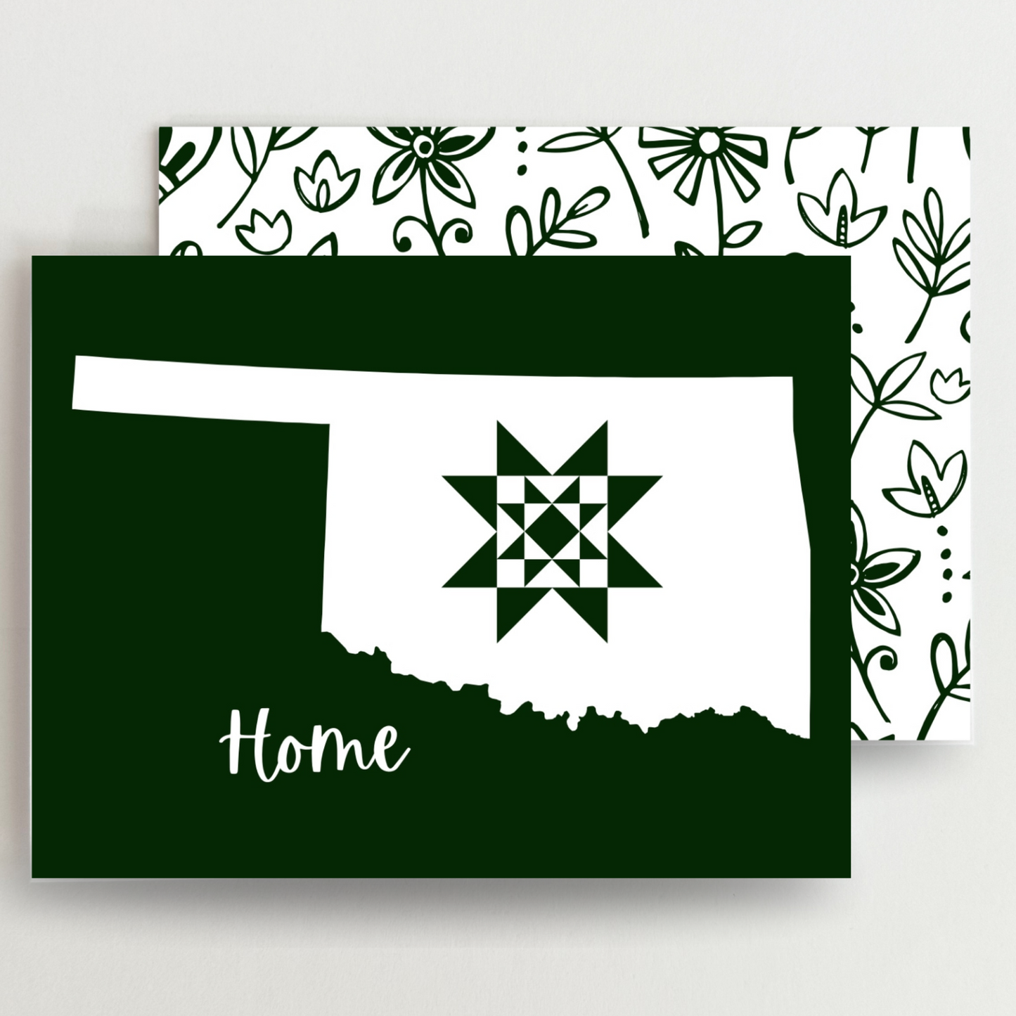 Oklahoma Home Quilt Star Gift Set of 6 Blank Cards - Choose Your Color