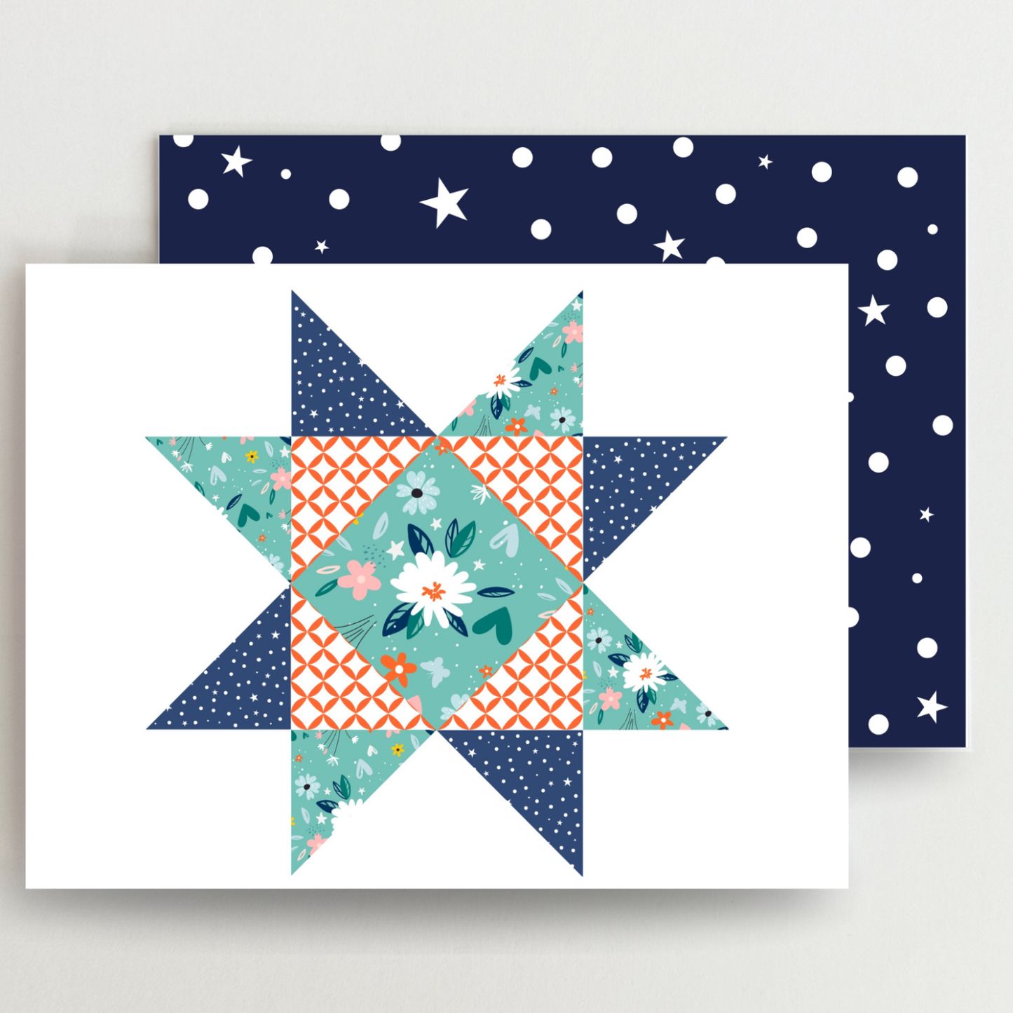 Daisy Stars Quilt Star Assorted Blank Note Cards Set