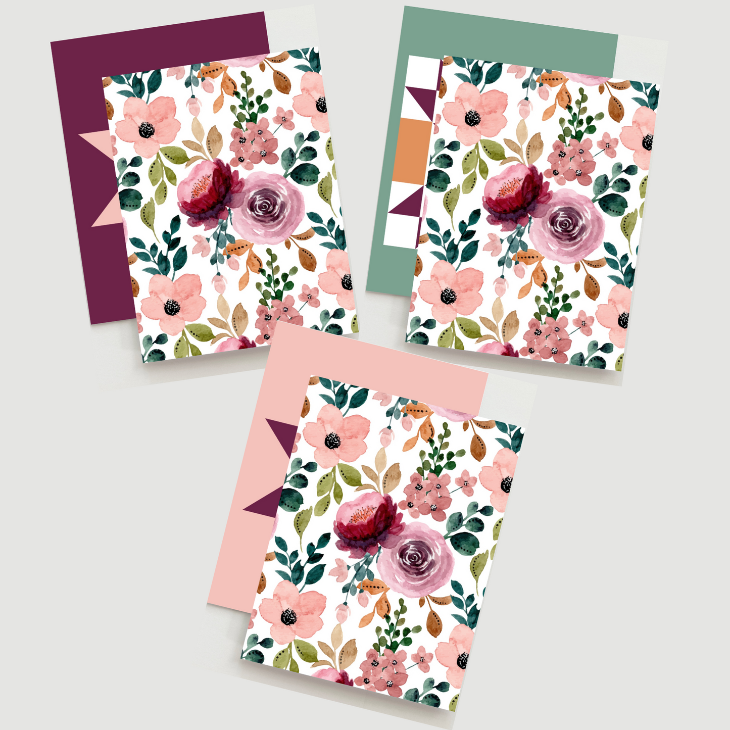 Plum Floral Assorted Card Set